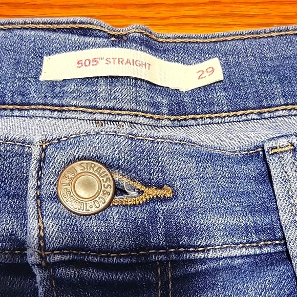 Levi's 505 Straight Womens Blue Denim Jeans - Picture 4 of 6